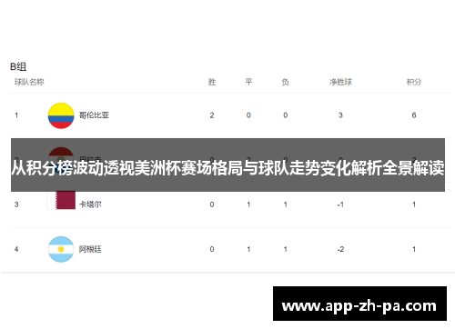 从积分榜波动透视美洲杯赛场格局与球队走势变化解析全景解读